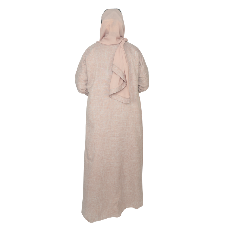 Yuyina MADE IN UAE Women's Stylish Dual Layer Abaya with Coat Pleated Button Design Slit Cuff Sleeves Inner Gown Hijab & Belt for Office Event Wear| Brownish Pink