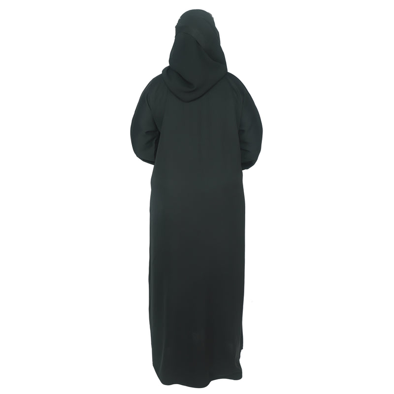 YUYINA MADE IN UAE Elegant Closed Abaya, Pleated Style , Triangle Pipe Work, with Matching Head Scarf, Everyday/Office Wear