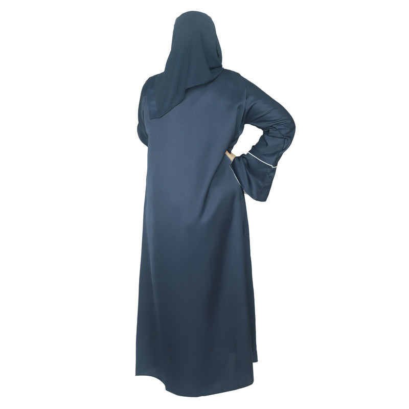 YUYINA MADE IN UAE Stylish Front Open Style with Buttons, Bell Sleeves with Button Design and White Lining on Front and Sleeves, with Matching Head Scarf, Party/Everyday/Office Wear