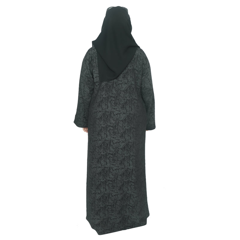 YUYINA MADE IN UAE Elegant Front Open Abaya with Buttons, Printed Design , with Matching Head Scarf , Everyday/Office Wear